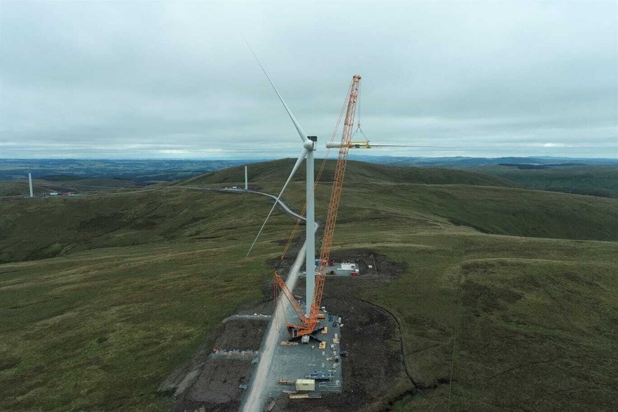 Wind Turbine Being Cleaned